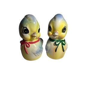 VINTAGE Anthropomorphic Commodore Blue Bird Salt  Pepper Shakers JAPAN Bluebirds